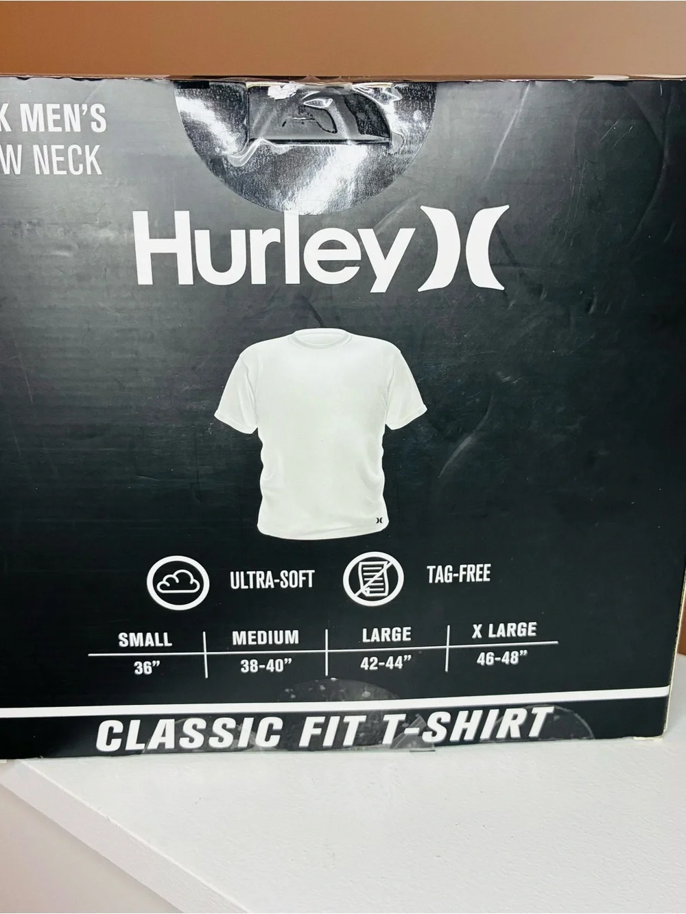 Hurley White Men’s Crew Neck Undershirts - Classic Fit 3-Pack Large